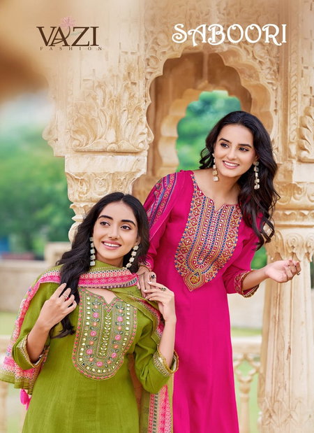 Saboori By Vazi Viscose Embroidery Kurti With Bottom Dupatta Exporters In India